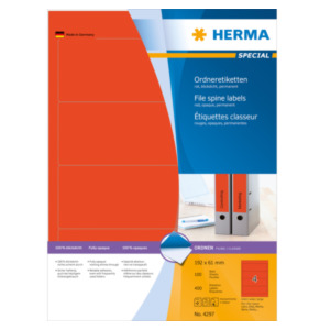 Herma Ordneretiketten rood 192x61 A4 400 st.