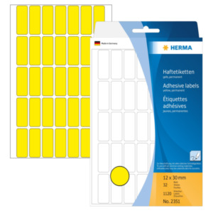 Herma Universele etiketten 12x30mm geel voor handmatige opschriften 1120 St
