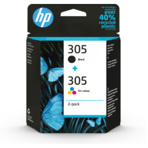 HP 305 2-Pack Tri-color/Black Original Ink Cartridge inktcartridge 2 stuk(s) Origineel Normaal rendement Zwart, Cyaan, Magenta, Geel