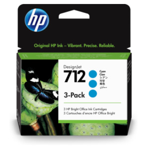 HP 712 29 ml inktcartridge voor DesignJet, cyaan, 3-pack