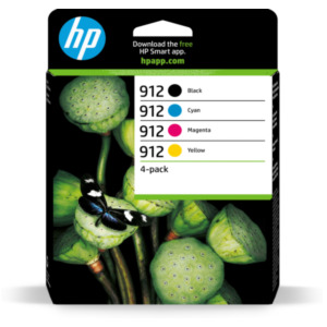 HP 912 4-pack originele inktcartridges, cyaan/magenta/geel