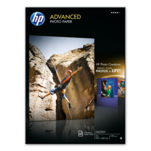 HP Advanced fotopapier, glanzend, 250 g/m2, A3 (297 x 420 mm), 20 vellen