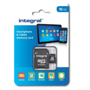 Integral 16GB SMARTPHONE AND TABLET MICROSDHC/XC CLASS 10 UHS-I U1 flashgeheugen MicroSD