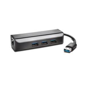 Kensington UA3000E USB 3.0 Ethernet-adapter en 3-poorts hub