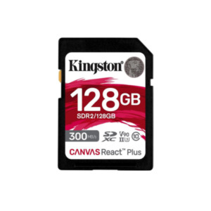 Kingston Technology 128GB Canvas React Plus SDHC UHS-II 300R/260W U3 V90 voor Full HD/4K/8K