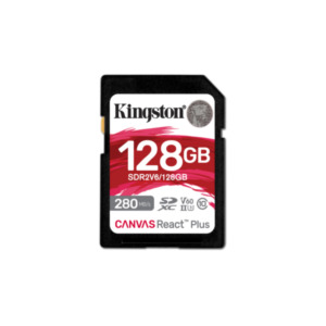 Kingston Technology 128GB Canvas React Plus SDXC UHS-II 280R/100W U3 V60 voor Full HD/4K