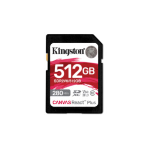 Kingston Technology 512GB Canvas React Plus SDXC UHS-II 280R/150W U3 V60 voor Full HD/4K