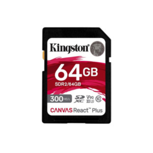 Kingston Technology 64GB Canvas React Plus SDHC UHS-II 300R/260W U3 V90 voor Full HD/4K/8K
