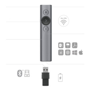 Logitech Spotlight Draadloze presenter Bluetooth/RF Grijs