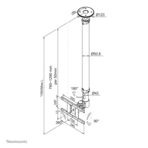 Neomounts FPMA-C100SILVER flat panel plafond steun