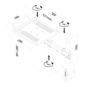 Neomounts Notebook Swivel Arm (hoogte: 0-27 cm / diepte: 30-60 cm)