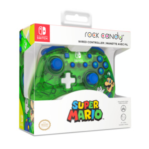 PDP Rock Candy: Luigi Lime Blauw, Groen, Doorschijnend USB Gamepad Analoog/digitaal Nintendo Switch, Nintendo Switch Lite, Nintendo Switch OLED