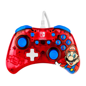 PDP Rock Candy: Mario Punch Rood, Doorschijnend USB Gamepad Analoog/digitaal Nintendo Switch, Nintendo Switch Lite, Nintendo Switch OLED