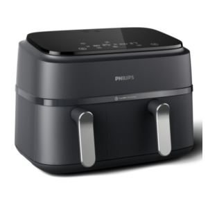 Philips 3000 series NA351/00 friteuse Dubbel 9 l Vrijstaand 2750 W Heteluchtfriteuse Zwart, Zilver