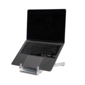 R-Go Tools Laptophouder R-Go Riser Basic, inklapbare en verstelbare laptopverhoger, aluminium, zilver