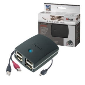 Rapoo Trust 4 Port USB2 Hub HU-4240Tp 480 Mbit/s Zwart