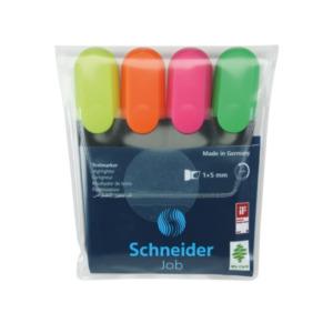 Schneider Job Groen, Oranje, Roze, Geel 4 stuksuk(s) markeerstift
