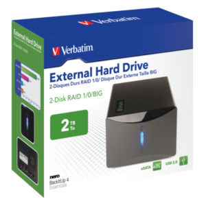 Sera Verbatim 2TB RAID Hard Drive externe harde schijf 2000 GB Zwart