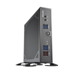 Shuttle XPC slim Barebone DS50U, Intel Celeron 7305, 2x LAN (1x 2.5Gbit ,1x 1Gbit), 1xCOM,1xHDMI,1xDP, 1x VGA, ventilatorloos , 24/7 permanent gebruik