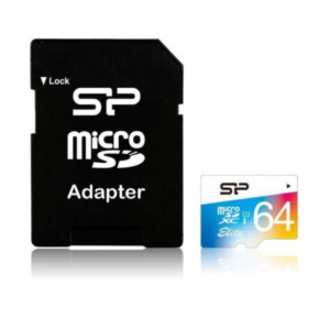 Silicon Power 64GB Elite MicroSDXC Class10 UHS-1 tot 85Mb/s incl. SD-adapter Colorful
