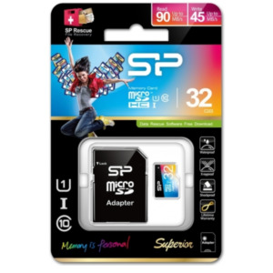 Silicon-Power Silicon Power 32GB Superior MicroSDHC Class10 UHS-1 R90/W45Mb/s incl. SD-adapter Zwart