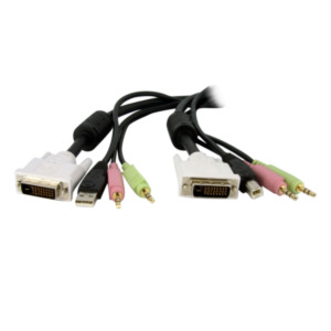 StarTech .com 1,80m 4-in-1 USB Dual-Link DVI-D KVM-switch Kabel met Audio en Microfoon