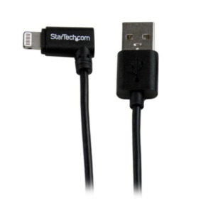 StarTech .com 2 m hoekige zwarte Apple 8-polige Lightning-connector naar USB-kabel voor iPhone / iPod / iPad