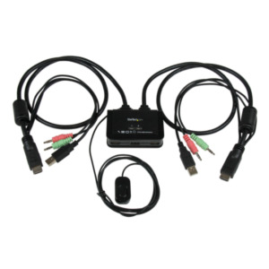 StarTech .com 2-poorts USB HDMI-kabel KVM-switch met audio en remote switch met USB-voeding