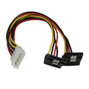 StarTech .com 30cm LP4 naar 2x Haakse Vergrendelbare Y-adapter Splitterkabel SATA Voeding 4-pin Molex naar 2x SATA