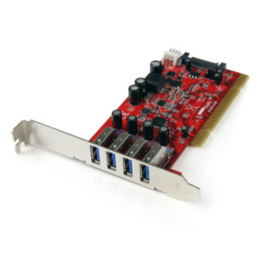 StarTech .com 4 Port PCI SuperSpeed USB 3.0 Adapterkaart met SATA/SP4 Voeding - Quad Port PCI USB 3 Controller Kaart - 5Gbps