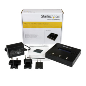 StarTech .com Standalone 1 naar 2 USB Thumb Drive Cloner en Wisser, Multiple USB Flash Drive Kloner, System/File/Whole-Drive Copy aan 1.5 GB/min, Single en 3-Pass Erase, LCD Display