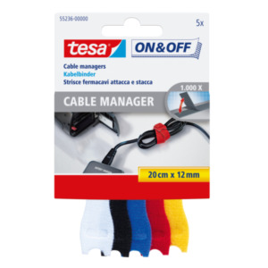 Tesa On & Off kabelbinder Zwart, Blauw, Rood, Wit, Geel 5 stuk(s)