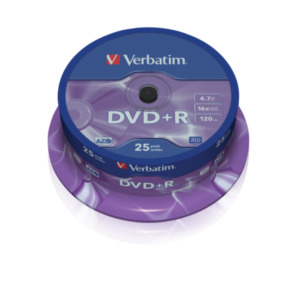 Verbatim DVD+R AZO 4.7GB 16X MATT SILVER SURFACE- Spindle 25 PCS