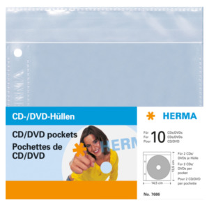 Weber HERMA 7686 CD-doosje Opbergmap/sleeve 2 schijven Transparant