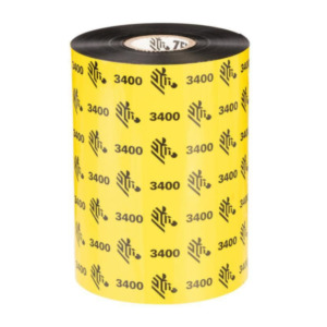 Zebra 3400 High Performance Wax-Resin thermal ribbon 450 m Zwart