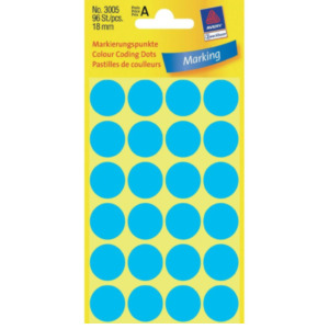 Zweckform Avery Gekleurde Markeringspunten, blauw, Ø 18,0 mm, permanent klevend