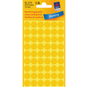 Zweckform Avery Gekleurde Markeringspunten, geel, Ø 12,0 mm, permanent klevend