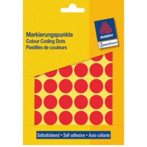 Zweckform Avery Gekleurde Markeringspunten, rood, Ø 18,0 mm, permanent klevend