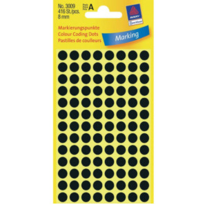 Zweckform Avery Gekleurde Markeringspunten, zwart, Ø 8,0 mm, permanent klevend